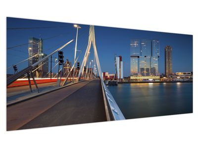 Bild auf Leinwand - Rotterdam bei Dämmerung