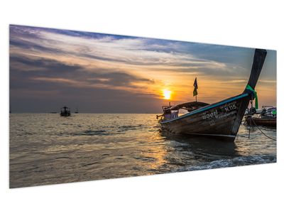 Bild auf Leinwand - Boot am Ufer