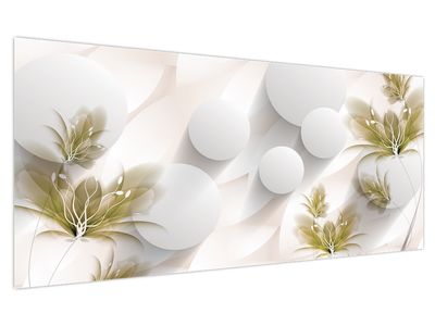 Bild auf Leinwand - 3D Kreise mit Blumen