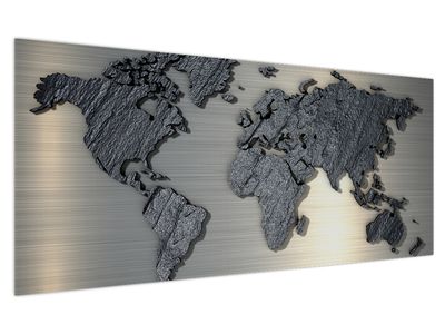 Slika - Zemljevid sveta v kovinskem dizajnu