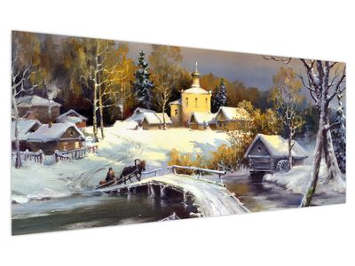 Bild auf Leinwand - Städtchen im Winter