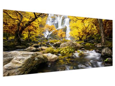 Tablou - Cascade în peisaj de toamnă, galben