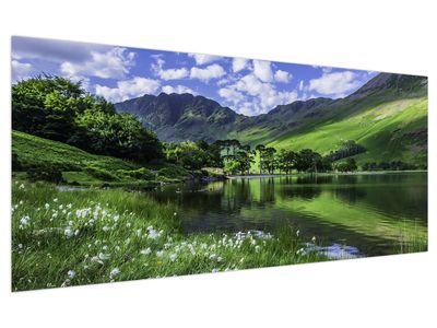 Bild auf Leinwand - Landschaft mit See