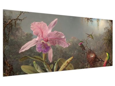 Tablou - Martin Johnson Heade, Cattleya Orchid and Three Hummingbirds, reproducere