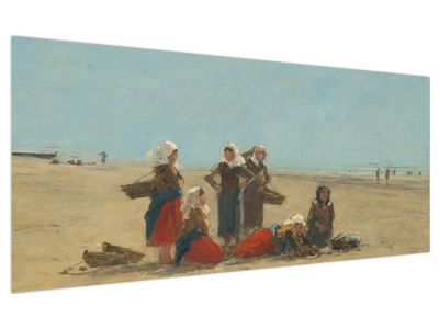 Tablou - Eugène Boudin, Women on the Beach at Berck, reproducere