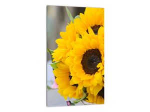 Schilderij - Bruidsboeket met zonnebloemen