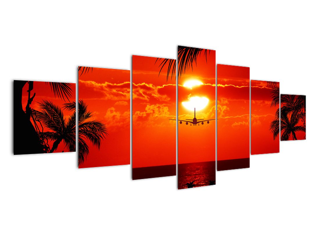 Obraz - západ slunce s letadlem (V020623V210100)
