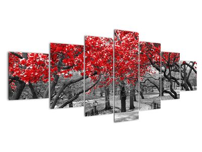 Schilderij - Rode bomen, Central Park, New York