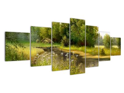 Slika - Reka pri gozdu, oljna slika