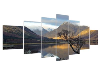 Bild auf Leinwand - Berge am See