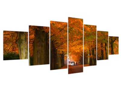 Bild auf Leinwand - Das Allee der Bäume im Herbst