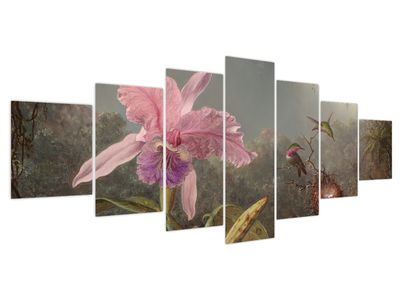 Obraz - Martin Johnson Heade, Cattleya Orchid and Three Hummingbirds, reprodukcje