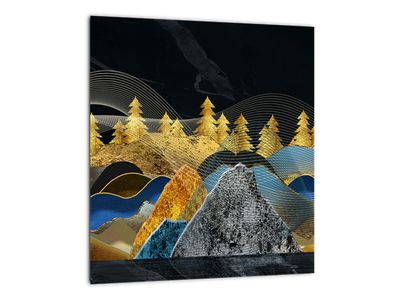 Schilderij - Gouden bergen