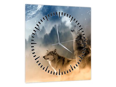 Obraz - vlci vyjúci na mesiac (s hodinami) (V020509V3030C)