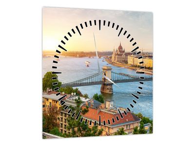 Obraz mesta Budapešť s riekou (s hodinami) (V020712V3030C)