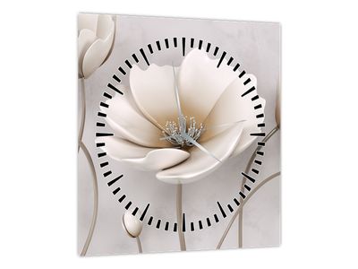 Tablou cu florile albe (cu ceas) (V020898V3030C)