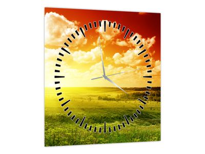Slika travnika s sijočim soncem (z uro) (V021174V3030C)