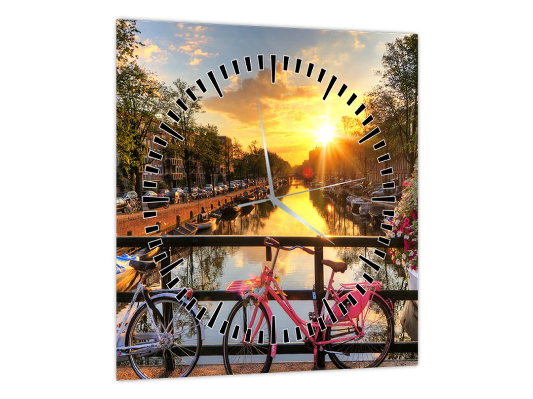 Obraz - Východ slunce v Amsterdamu (s hodinami) (V022467V3030C)