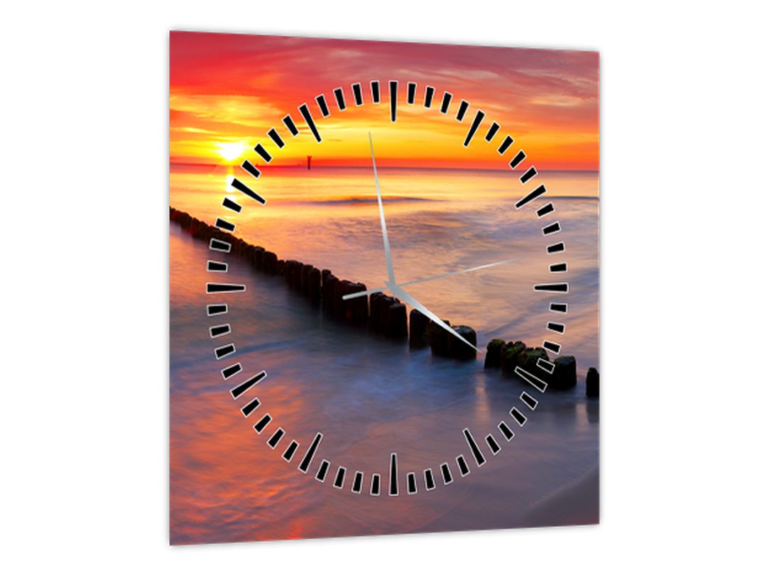 Obraz - Západ slunce, Baltské moře, Polsko (s hodinami) (V022519V3030C)