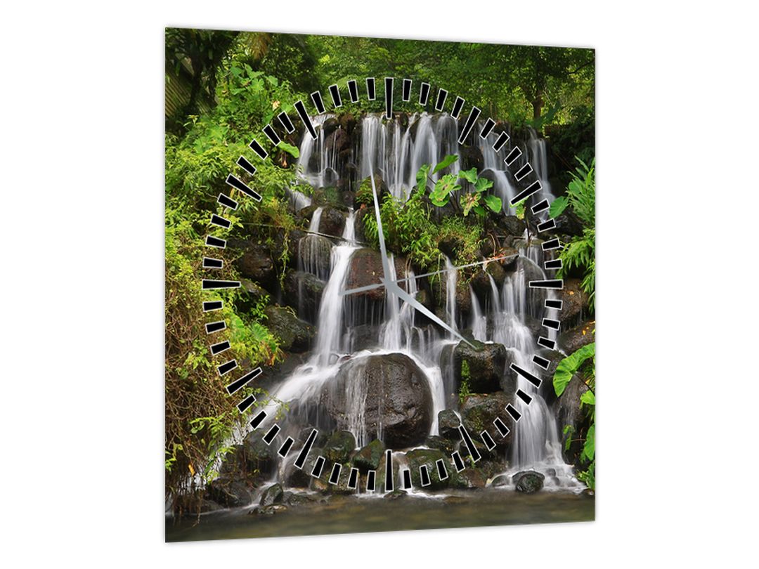 Obraz vodopádů v tropickém lese (s hodinami) (V022550V3030C)