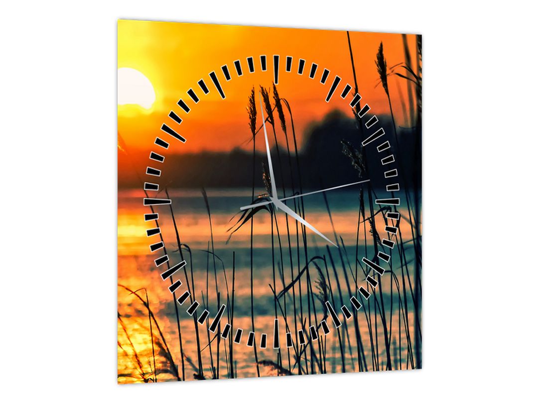 Obraz - Západ slunce nad jezerem (s hodinami) (V022625V3030C)