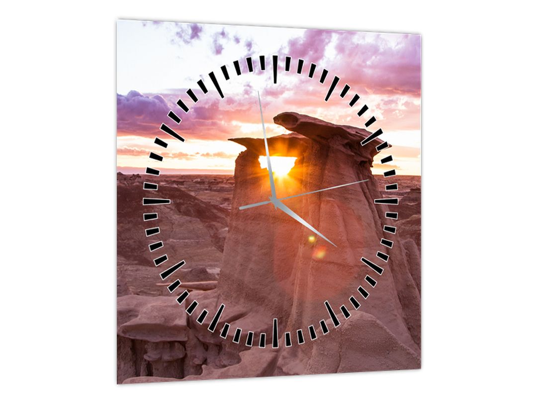 Obraz - západ slunce na poušti (s hodinami) (V022690V3030C)