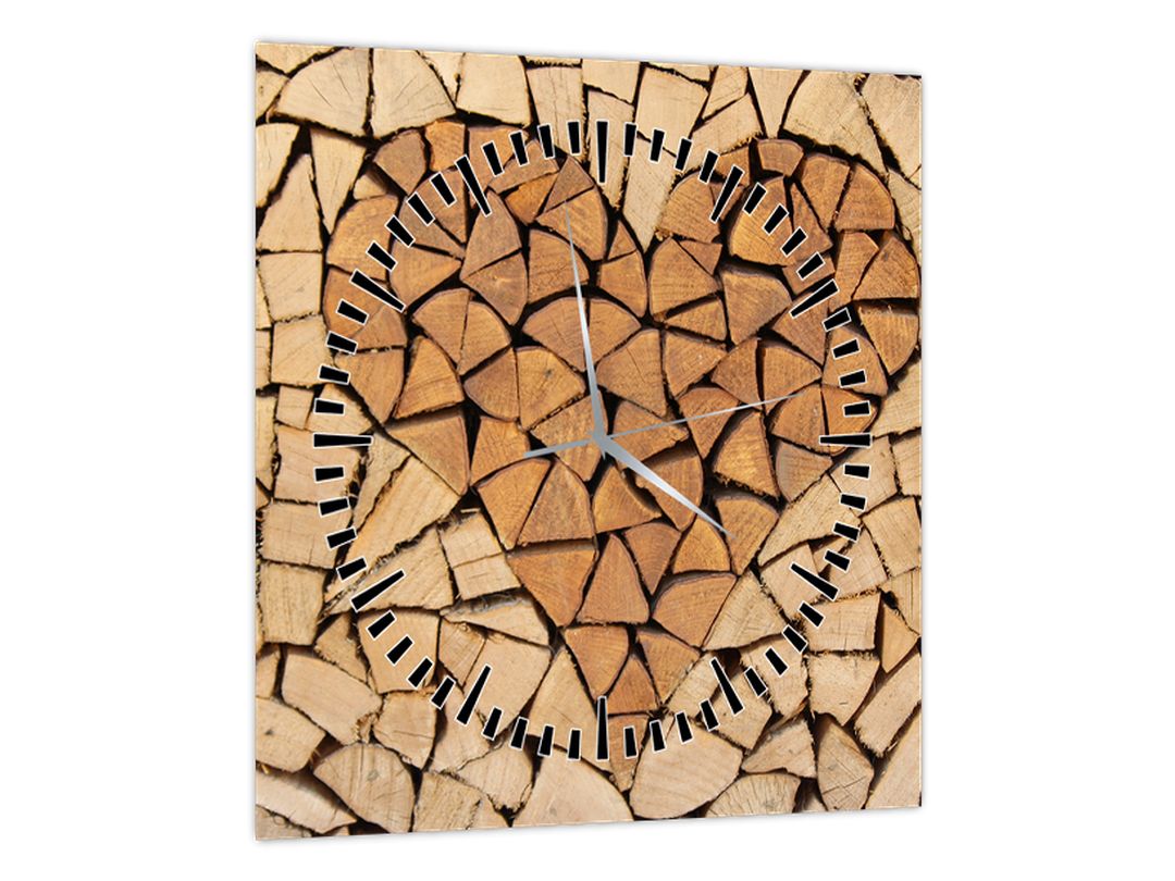 Obraz - Srdce ze dřeva (s hodinami) (V022708V3030C)