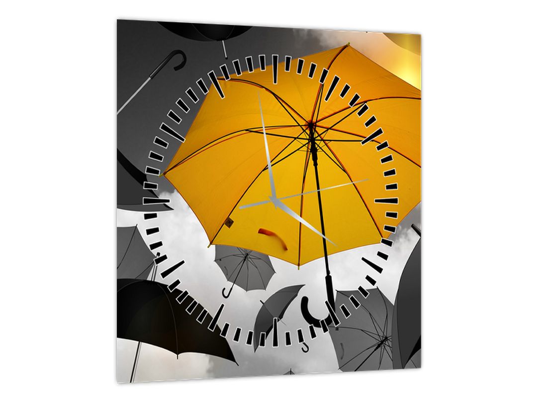 Obraz žlutého deštníku (s hodinami) (V022720V3030C)