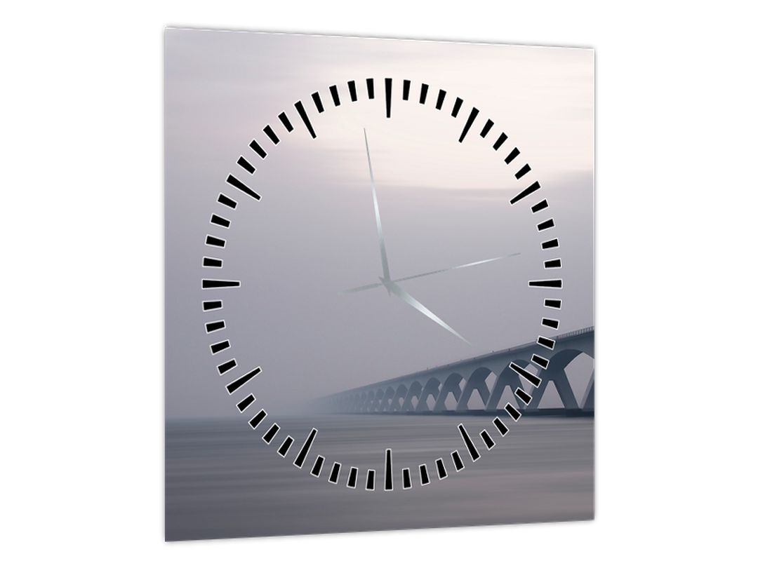 Obraz mostu v mlze (s hodinami) (V022726V3030C)