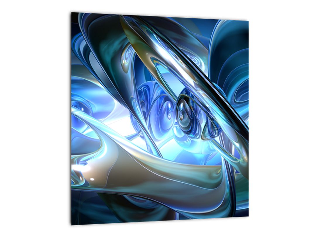 Skleněný obraz modrých fraktálů (V020068V3030GD)