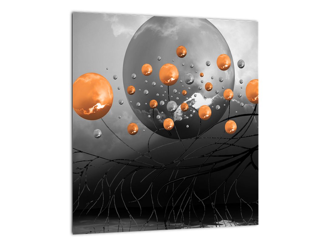 Skleněný obraz oranžových koulí (V020104V3030GD)