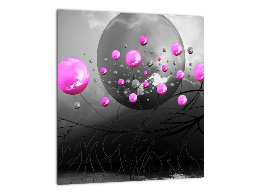 Skleněný obraz růžových koulí (V020105V3030GD)