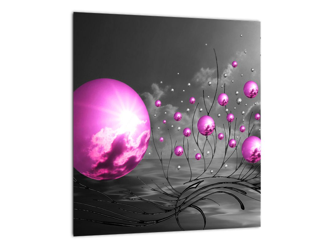 Skleněný obraz růžových koulí (V020108V3030GD)