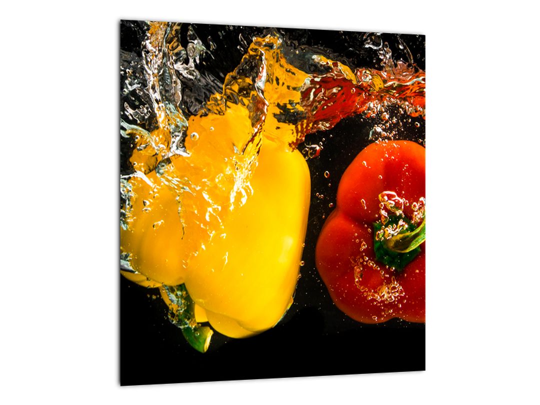 Skleněný obraz - papriky ve vodě (V020224V3030GD)