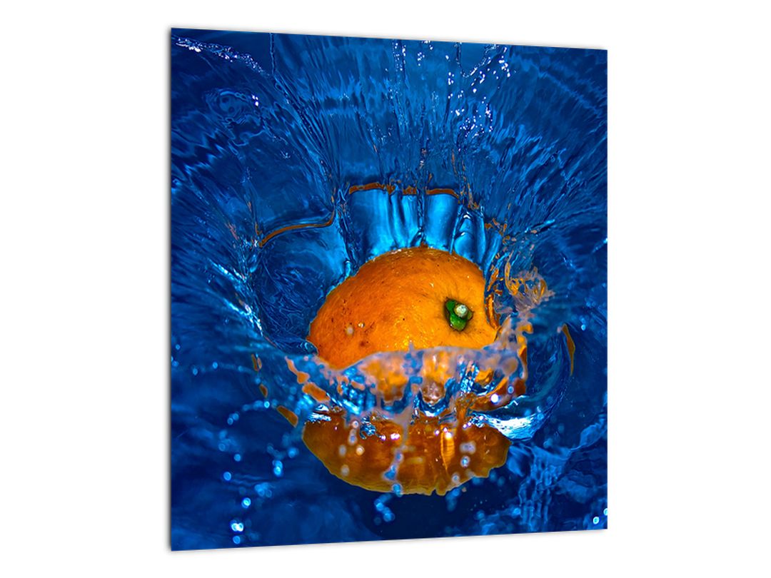 Skleněný obraz - pomeranč ve vodě (V020369V3030GD)