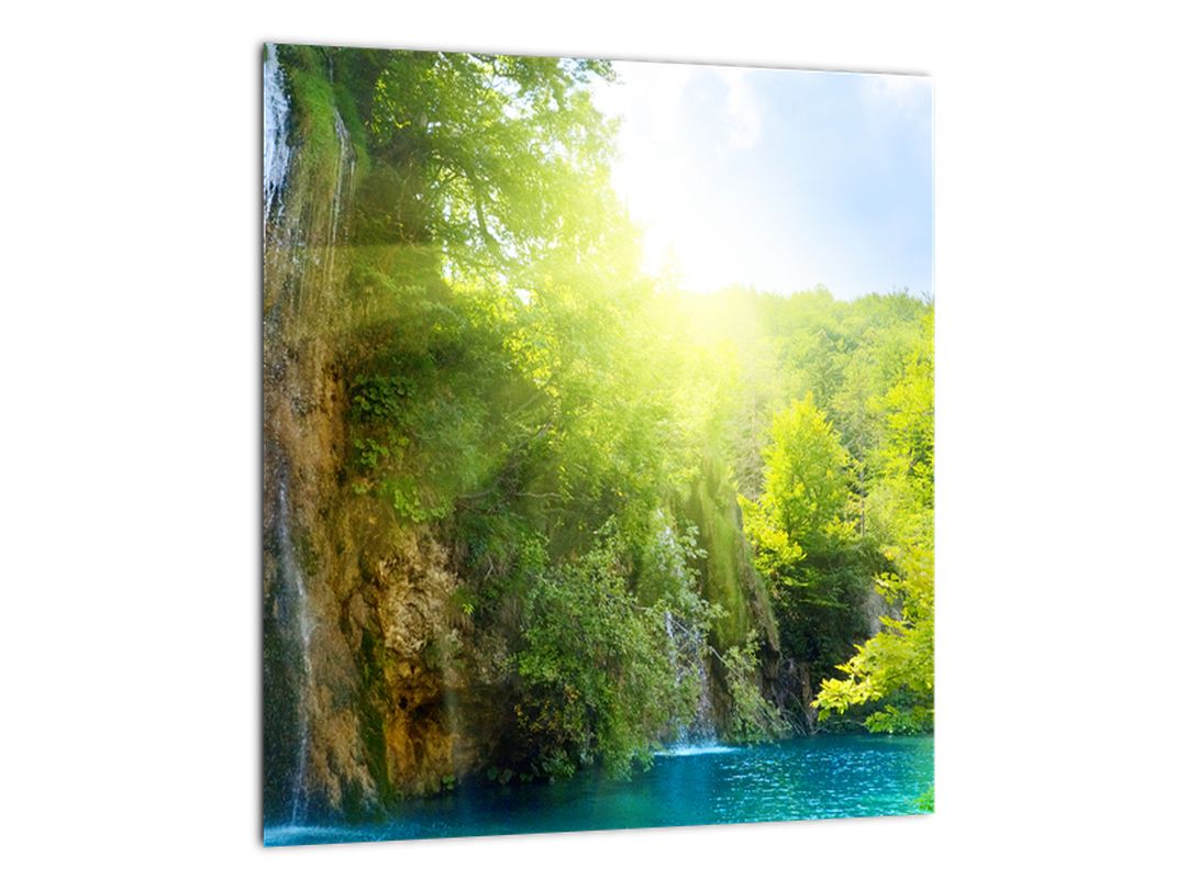 Skleněný obraz - vodopády v pralese (V020549V3030GD)