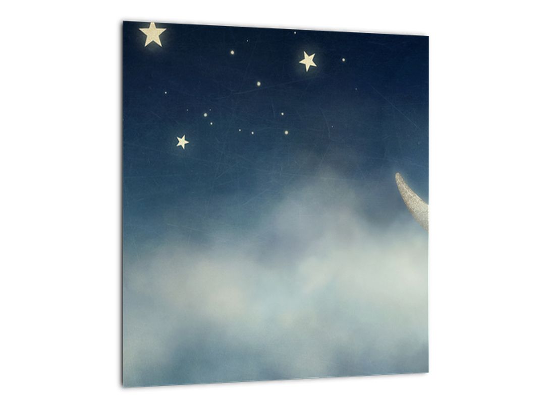 Skleněný obraz - Měsíc s hvězdami (V022333V3030GD)