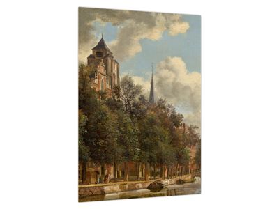 Obraz - Jan van der Heyden, View Down a Dutch Canal, reprodukcia