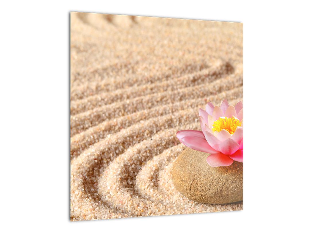 Tablou cu piatră și floare pe nisip (V020864V4040)