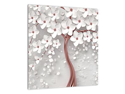 Kép - Egy fehér fa képe virágokkal, rózsaarany