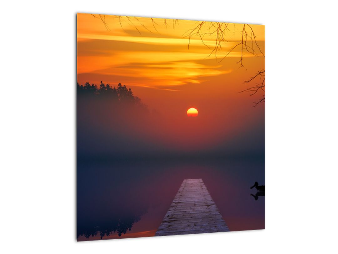 Skleněný obraz mostu při západu slunce (V020012V4040GD)