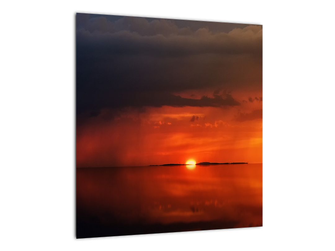 Skleněný obraz západu slunce s plachetnicí (V020084V4040GD)