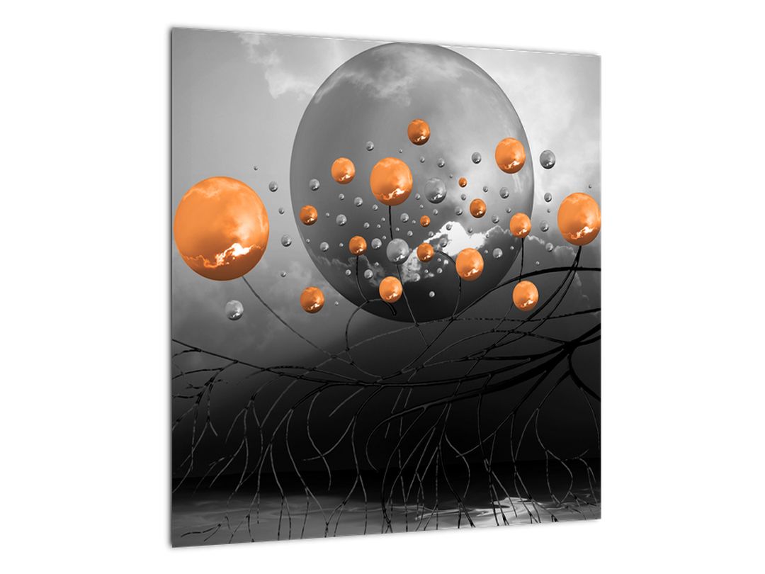 Skleněný obraz oranžových koulí (V020104V4040GD)