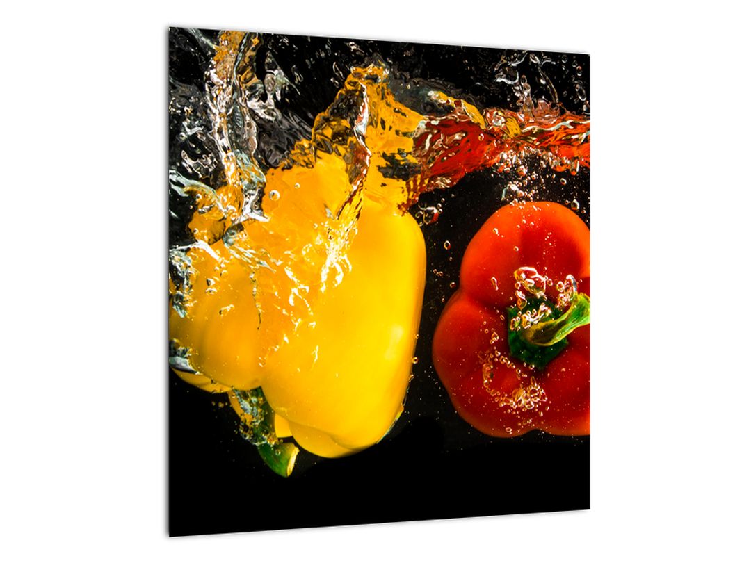 Skleněný obraz - papriky ve vodě (V020224V4040GD)