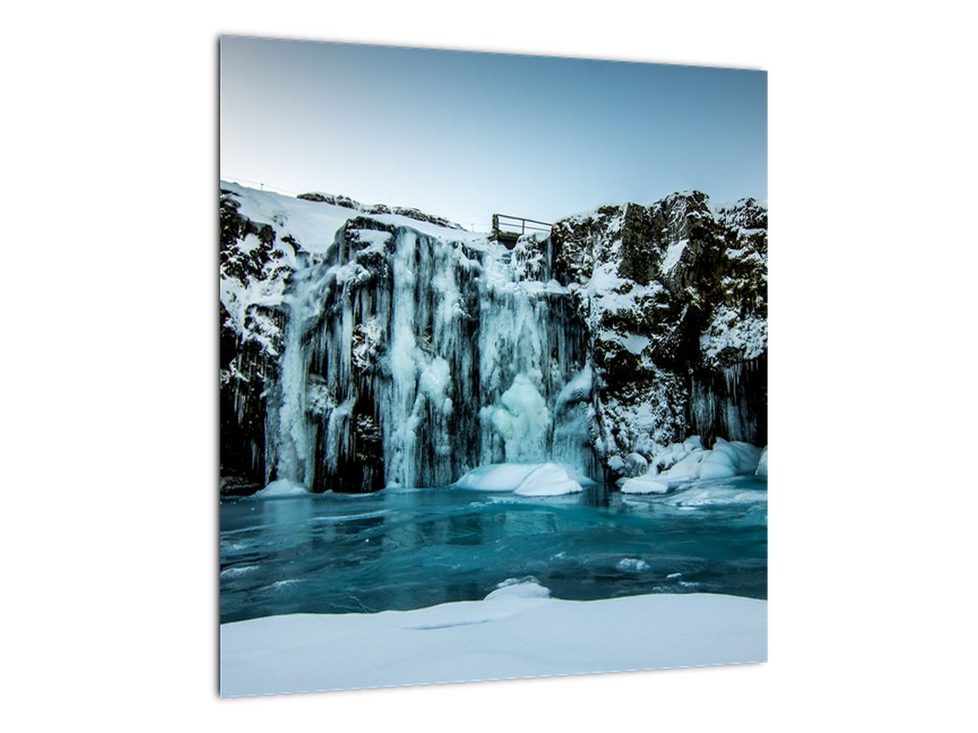 Skleněný obraz zamrzlých vodopádů (V020230V4040GD)