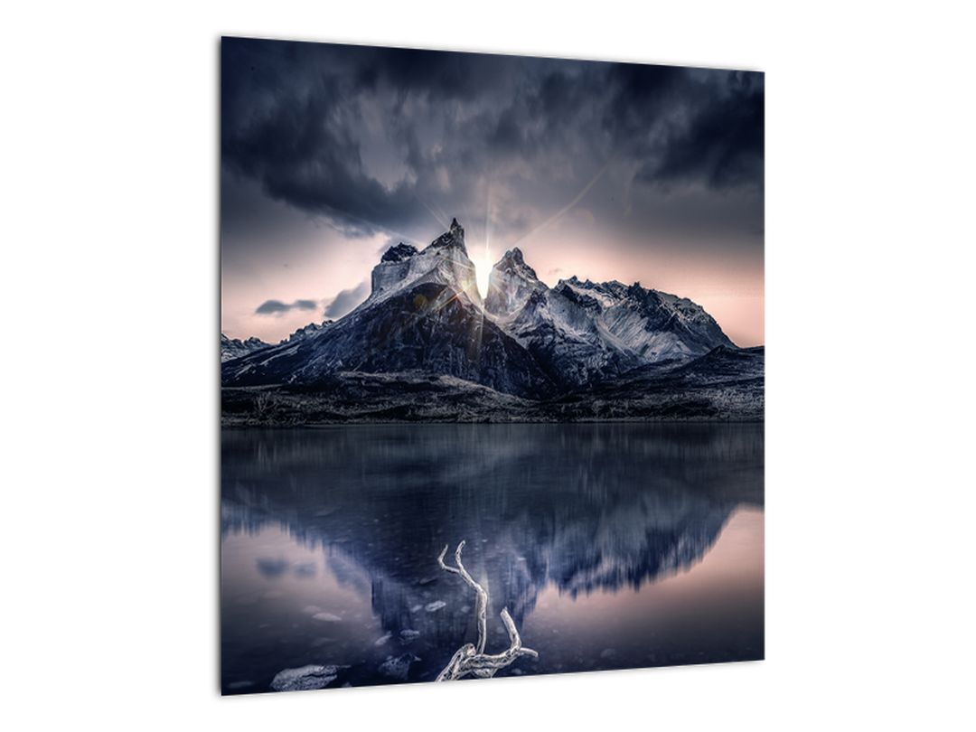Skleněný obraz jezera s horou (V020333V4040GD)