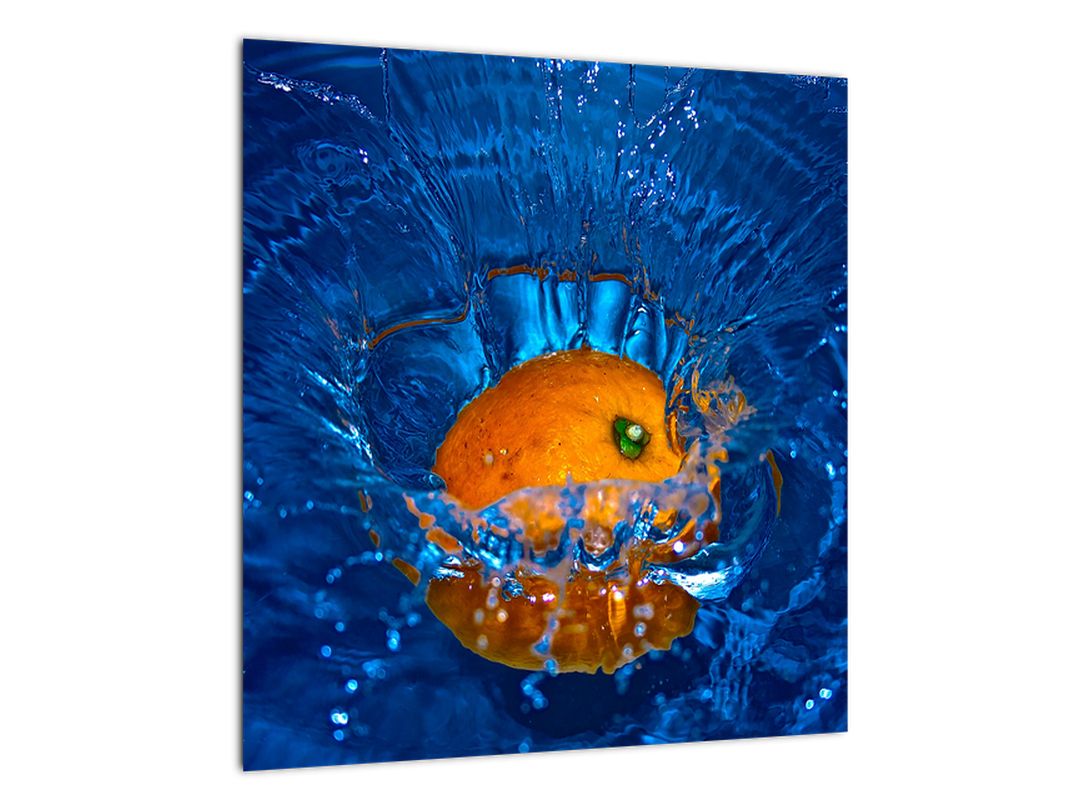 Skleněný obraz - pomeranč ve vodě (V020369V4040GD)