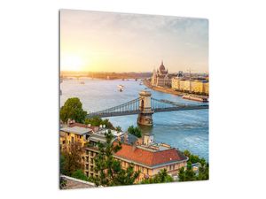 Sklenený obraz mesta Budapešť s riekou (V020712V4040GD)