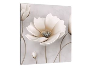 Sklenený obraz bielych kvetín (V020898V4040GD)