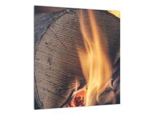 Obraz na szkle płonącego drewna